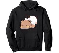 Berentoya Kawaii Panda Bear Hug Bubu and Dudu Love is Being Lazy Pogether Valentines Days Funny Gift Unisex Pullover Hoodie (Noir,XS)