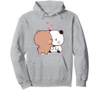 Berentoya Kawaii Panda Bear Hug Bubu and Dudu Love is Being Make Out Pogether Valentines Days Funny Gift Unisex Pullover Hoodie (Gris,S)