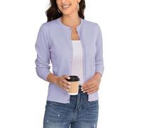 BERESIA Cardigan à Manches Longues Et Col Ras du Cou pour Femme, Cardigan Classique en Tricot Doux pour Femme, Violet Clair, XXL