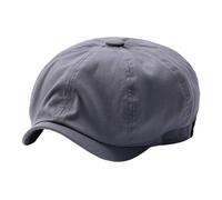 Beret Artiste Béret en Coton à Grosse tête, Casquette Plate, Chapeau de Soleil d'été, Grand Taxi for Femme, octogonale(Grey,L Head 58-60cm)