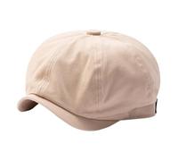 Beret Artiste Béret en Coton à Grosse tête, Casquette Plate, Chapeau de Soleil d'été, Grand Taxi for Femme, octogonale(Khaki,XL Head 60-64cm)