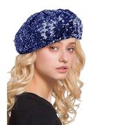 Béret basque à paillettes pour femme - Béret irisé en argent ou coloré, idéal comme accessoire de costume des années 70/80 pour le carnaval, la discothèque, les fêtes, les clubs ou les tenues de