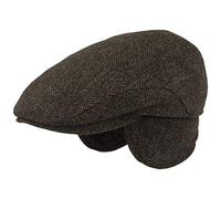 Béret casquette d’hiver pour homme avec cache-oreilles - Béret - casquette - 100 % laine, Motif à chevrons - avec protection d'oreille repliable - doux & confortable - Gris - XXX-Large