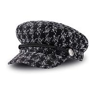 Béret Casquette Femme Mode Chapeaux Décontractée Rétro Élégant Chapeau Visière Casquette d'hiver pour Dame (M, 56-58cm), Noir, 1 Pièce
