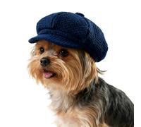 Béret Classique pour Chiot avec Sangle Réglable Mini Casquette pour Animal de Compagnie Protecton Solaire Béret Artiste Français pour Chiot Bonnet Basque Chien pour Fête Photo Anniversaire, Bleu foncé