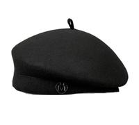 Béret classique pour femme - Chapeau fantaisie en feutre de laine - Chapeau d'hiver chaud - Blanc et noir - Chapeau bibi formel, Noir , taille unique