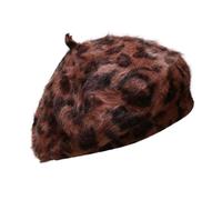 Béret de lapin imprimé léopard chapeau de peintre casquette chaude, marron, M