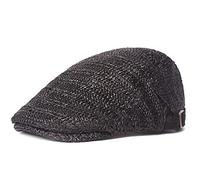 Béret de paille Newsboy pour homme et femme - Chapeau de plage d'été en maille lierre casquette plate unie unie réglable chapeau de paille de conduite, Noir , taille unique