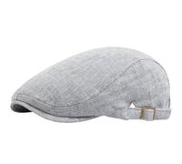 Béret d'été fin à double boutonnage for homme et femme, casquette plate visière vintage, style décontracté, unisexe Pour le printemps(Light grey)