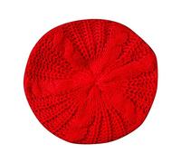 Béret d'hiver pour femme, béret français, béret rouge pour femme, turban extensible, turban en laine, tricot, écharpe de tête, Rouge, Taille unique