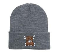 Béret Écossais Cow pour Femme Bonnet Tricot Mignon Chaud Style Hip Hop Hiver Unisexe (Bronze, One Size)