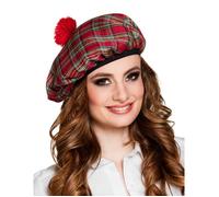 Béret Écossais Rouge Adulte - Boland - Écosse - Carreaux - Taille Unique