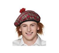 bêret ecossais rouge avec cheveux - 81223