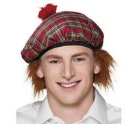 Boland – Béret Mister Tartan, bonnet avec cheveux, motif à carreaux pour carnaval