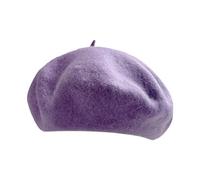 Béret en Laine Béret Français Bonnet Hiver pour Artistes et Peintres Couleur Unie Femme Béret Basque Femme Béret Français Uni Laine Bonnet Echarpe Ensemble Femme, lilas, M