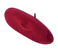 Béret en laine pour femme - Style français classique prismatique couleur unie, unisexe, doux, chaud, extérieur, vintage, chapeau d'artiste, bordeaux, Taille unique
