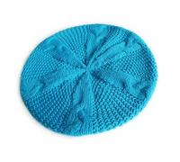 Béret en laine tricotée pour femme - Bonnet en crochet - Bonnet d'hiver - Bonnet de ski tricoté - Chapeau Mime pour homme, bleu, Taille unique