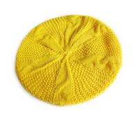 Béret en laine tricotée pour femme - Bonnet en crochet - Bonnet d'hiver - Bonnet de ski tricoté - Chapeau Mime pour homme, jaune, Taille unique