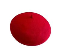 Béret épais de Couleur Unie, 2 pièces, Chapeau d'hiver élégant for Voyage et Shopping, Chapeau Vintage Chaud pour Femme(Bright Red,L56-58CM)