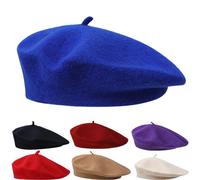 Béret Francais Femme Bleu Royal Souple Bonnet Beret Femme Hiver élégant Beret Basque Femme Vintage Béret Chapeau 56-58cm Homme Casquette Béret Femme été Artiste Berret Femme Stylé pour Quatre Saisons