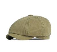Beret Homme Casquette De Journal De Printemps pour Hommes, Chapeau Octogonal À Visière en Coton, Béret Plat À Chevrons Solides, Huit Chapeaux, Vert Armée, 56-58Cm