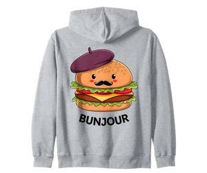 Béret Kawaii Burger Français Moustache Bonjour Sweat à Capuche