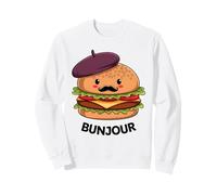 Béret Kawaii Burger Français Moustache Bonjour Sweatshirt