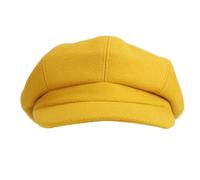 Béret octogonal de couleur unie pour femmes à la mode, casquette de peintre d'artiste, chapeau de journal (Jaune gingembre)