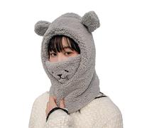 Béret Original Femmes Hiver Chaud Bonnet Ski Équitation Bouclier Polaire Chaud Mignon Dessin Animé Oreille Cou Couverture Chapeau avec Protection du Visage Pour Femmes Casque Bijoux Compatible avec