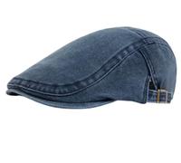 Béret Plat en Coton pour Homme, Ajustable Style Gavroche pour Homme et Femme idéal pour la Conduite ou Les Taxis,Navy Blue,One Size Fits All
