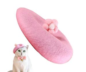 Béret pour animal de compagnie | Béret floral pour chat et chiot, animaux mignons, couvre-chef en laine, accessoires d'hiver pour petites races de 5 à 15 kg, costume de vacances, fête photographique
