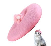 Béret pour Chat - Béret Floral pour Chien Et Chat - Chapeau Confortable en Laine pour Animaux pour Costume Fêtes Hiver Noël Réunion Familiale Petites Races,Costume Fête Photo pour Petit Chien 5 à