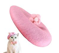 Béret pour chien | Béret fleurs pour petits chiens - Bonnet tricoté confortable pour animal - Pour costume de Noël d'hiver - Confortable pour les petites races de chatons chiots
