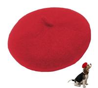 Béret pour Chien, béret pour Chat en Laine Chaude réglable, Chapeau d'hiver Doux et Respirant pour Un Usage Quotidien, Accessoires Photo, Bonnet pour Chien Rouge