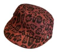 Béret tendance imprimé léopards chapeau doux imitation daim tissu extensible pour homme femme usage quotidien léopard tendance, bordeaux, Taille unique