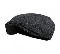Béret unisexe en tweed - Style vintage - Chapeau classique à chevrons - Casquette de golf réglable - Chapeau de conduite à bec de canard, Noir, taille unique
