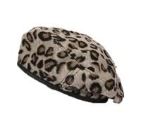 Bérets à imprimé léopard pour femme et fille - Élégant - Pour étudiant - Chapeau de peintre tendance britannique tendance octogonale, beige, taille unique
