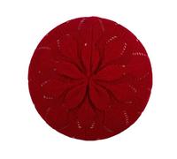 Bérets décontractés tricotés de couleur unie pour femmes - Mode printanière - Doux - Pour artistes, rouge foncé, taille unique