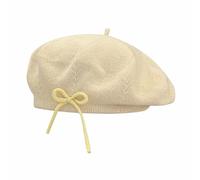 Bérets élégants avec nœud pour filles, chapeau de peintre, spectacle, petit visage, polyvalent, peintre, bec de canard, chapeaux tendance pour femmes, beige, Taille unique