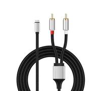 Berfea Câble RCA 2 voies audio stéréo AUX RCA câble répartiteur Y 2 m pour iPhone 14 13 12 11 Pro Max XS X 8 7 6 Plus 5 SE pour TV, haut-parleur DJ, amplificateur, HiFi et home cinéma