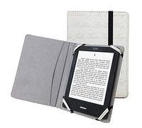 Berfea - Coque de protection 6" pour KOBO/Pocketbook/Tolino/Vivlio/inkbook/Boox, en cuir PU, étui universel pour liseuse avec motif imprimé des noms d'auteurs reconnus