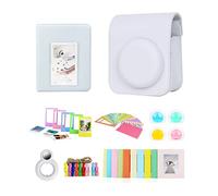Berfea Étui de Protection kit pour Appareil Photo Compatible avec Fujifilm Instax Mini 12 - avec Sac à bandoulière,Album, Autocollants, Filtre coloré, Cadre décoratif Mural, Objectif Selfie, Blanc