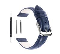 Berfine Bracelet de montre de rechange en cuir de veau bleu de 18 mm, extra doux, pour homme et femme