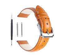 Berfine Bracelet de montre de rechange extra doux en cuir de veau jaune marron 18 mm pour homme et femme
