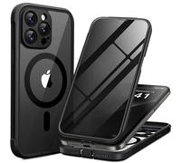BERFY Coque magnétique pour iPhone 12 Pro Max, compatible avec MagSafe, protecteur d'écran de confidentialité intégré et protection d'appareil photo améliorée, coque de téléphone intégrale anti-espion