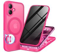 BERFY Coque magnétique pour iPhone 16 Plus, compatible avec MagSafe, protecteur d'écran de confidentialité intégré et protection d'appareil photo améliorée, coque de téléphone intégrale anti-espion