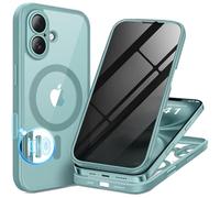 BERFY Coque magnétique pour iPhone 16 Plus, compatible avec MagSafe, protecteur d'écran de confidentialité intégré et protection d'appareil photo améliorée, coque de téléphone intégrale anti-espion