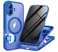 BERFY Coque magnétique pour iPhone 16 Plus, compatible avec MagSafe, protecteur d'écran de confidentialité intégré et protection d'appareil photo améliorée, coque de téléphone intégrale anti-espion