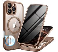 BERFY Coque magnétique pour iPhone 16 Pro, compatible avec MagSafe, protecteur d'écran de confidentialité intégré et protection d'appareil photo améliorée, coque de téléphone intégrale anti-espion