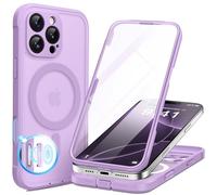 BERFY Coque magnétique pour iPhone 16 Pro Max, compatible avec MagSafe, [Protection d'écran en verre trempé 9H intégrée et protection de l'appareil photo] Coque de téléphone intégrale translucide mate